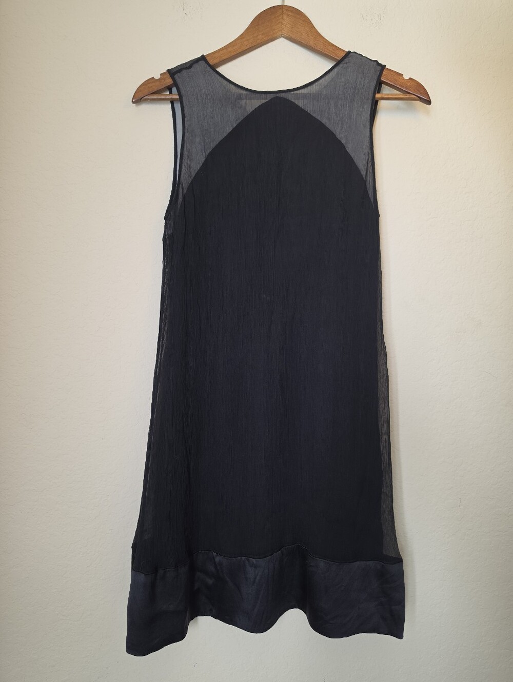 Rebecca Taylor Silk‎ Sheer Shift Dress Womens Size 2 Black Luxury 90s Minimalist